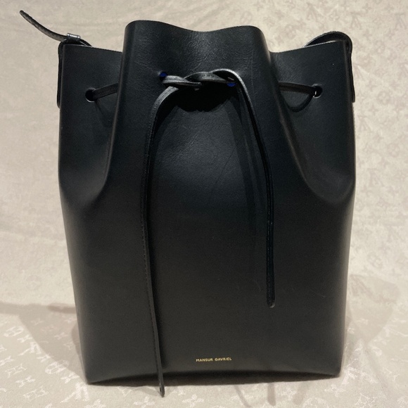 Mansur Gavriel Bucket Bag - Black and Cobalt Blue - Picture 1 of 15
